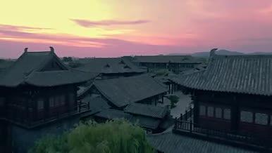 无锡太湖影视城古建筑阁楼亭子航拍视频的预览图